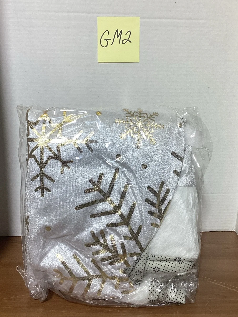 Festive White and Gold Snowflake Holiday tree skirt